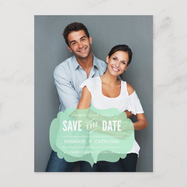 Mint Transparent Label | Save the Date Postcard (Front)
