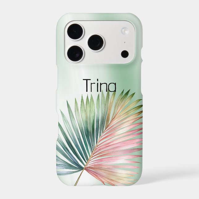 Mint Tropical Pink Green Leaf  (Back)