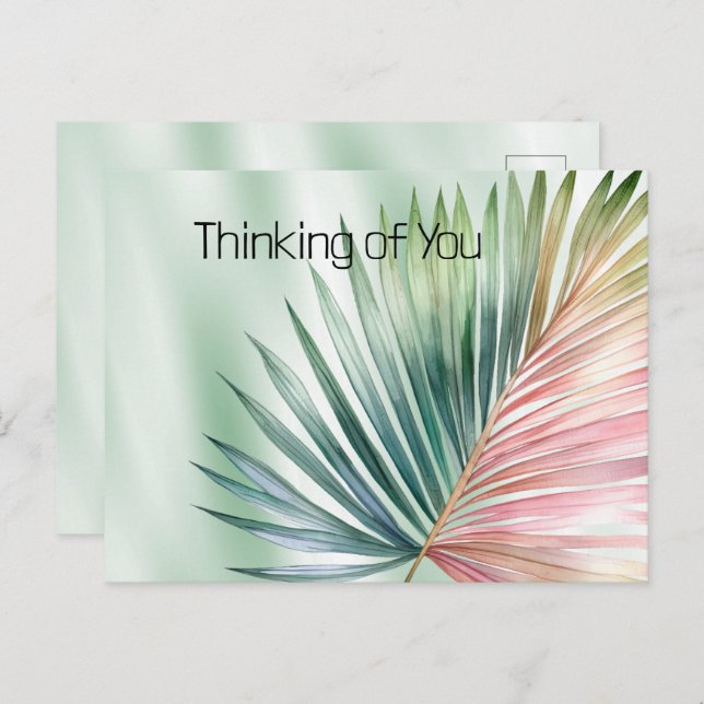 Mint Tropical Pink Green Leaf  Postcard (Front/Back)
