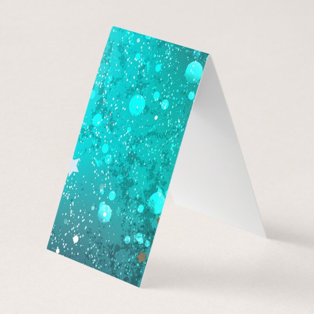 Mint Turquoise Foil Background Business Card (Back)