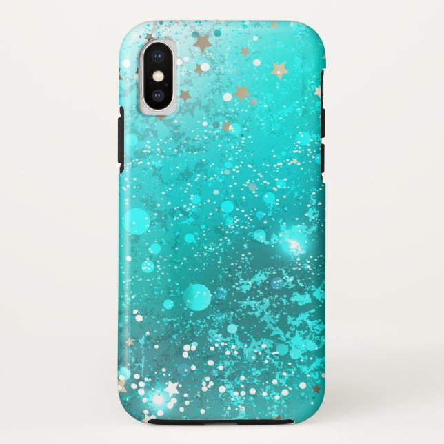 Mint Turquoise Foil Background Case-Mate iPhone Case (Back)