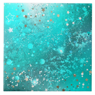Mint Turquoise Foil Background Ceramic Tile