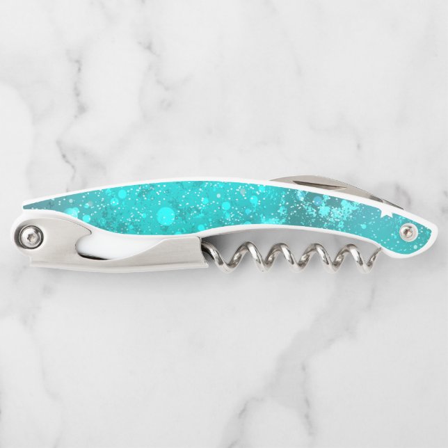 Mint Turquoise Foil Background Corkscrew (Front)