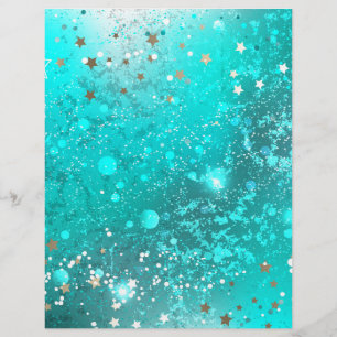 Mint Turquoise Foil Background Custom Letterhead