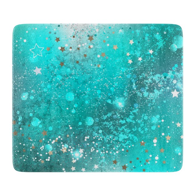 Mint Turquoise Foil Background Cutting Board (Front)