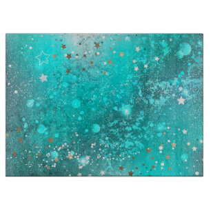 Mint Turquoise Foil Background Cutting Board