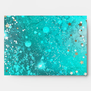 Mint Turquoise Foil Background Envelope