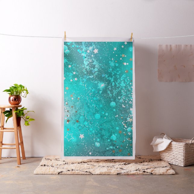 Mint Turquoise Foil Background Fabric (In Situ)
