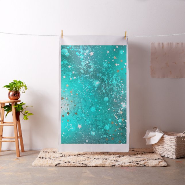 Mint Turquoise Foil Background Fabric (In Situ)