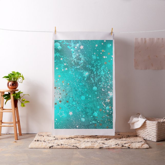 Mint Turquoise Foil Background Fabric (In Situ)