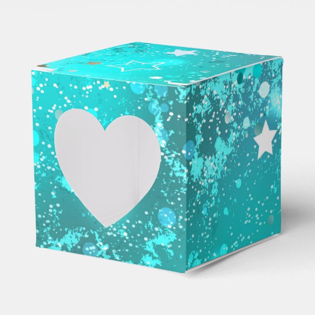 Mint Turquoise Foil Background Favour Box (Front Side)
