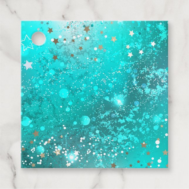 Mint Turquoise Foil Background Favour Tags (Front)
