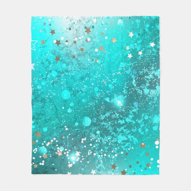 Mint Turquoise Foil Background Fleece Blanket (Front)