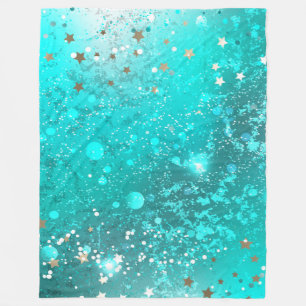 Mint Turquoise Foil Background Fleece Blanket