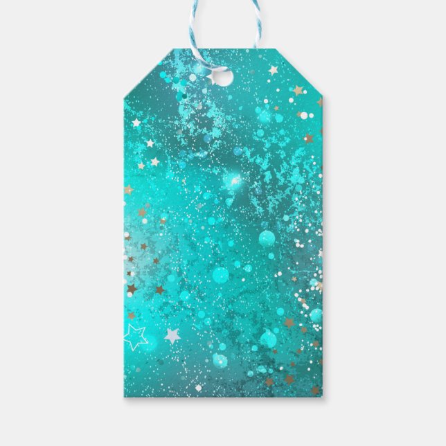 Mint Turquoise Foil Background Gift Tags (Front)