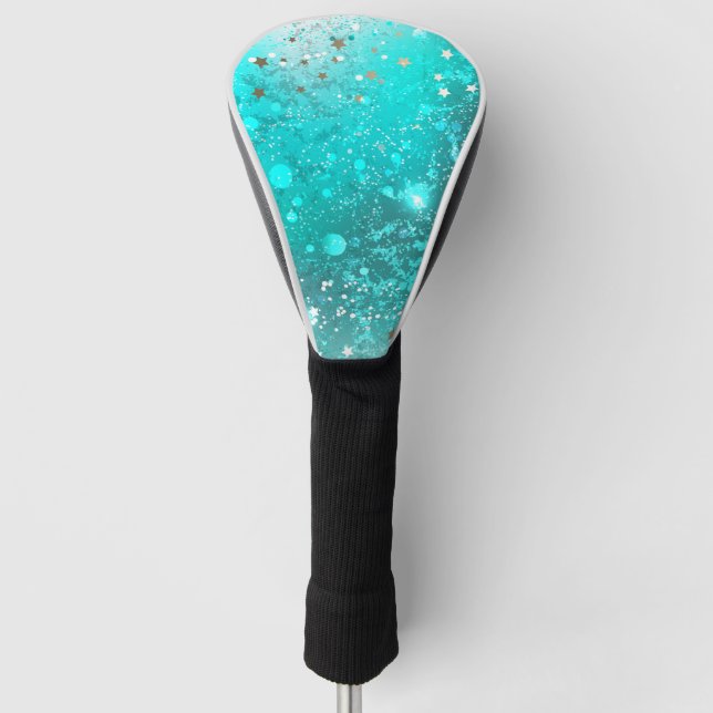 Mint Turquoise Foil Background Golf Head Cover (Front)