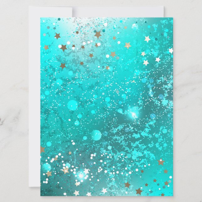 Mint Turquoise Foil Background Holiday Card (Front)