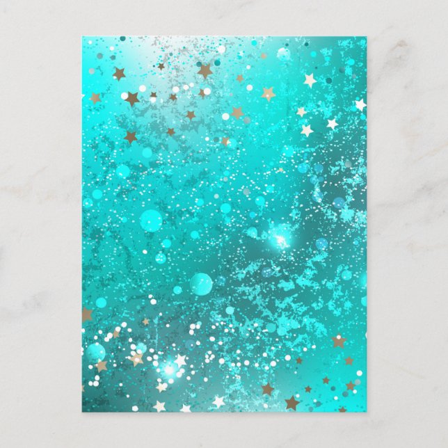 Mint Turquoise Foil Background Invitation Postcard (Front)