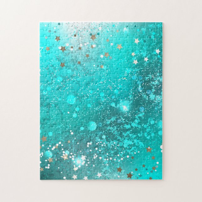 Mint Turquoise Foil Background Jigsaw Puzzle (Vertical)