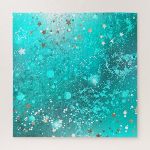 Mint Turquoise Foil Background Jigsaw Puzzle