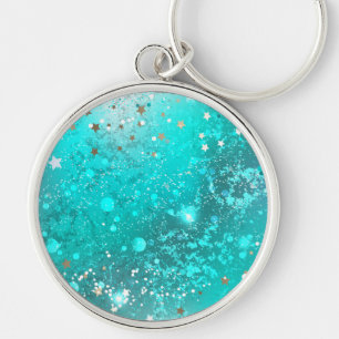 Mint Turquoise Foil Background Key Ring