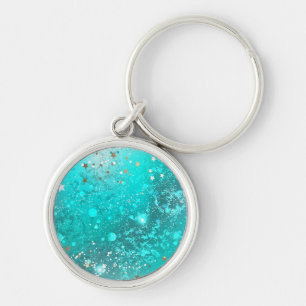 Mint Turquoise Foil Background Key Ring