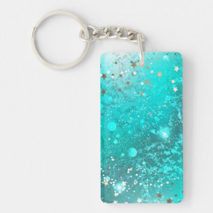Mint Turquoise Foil Background Key Ring