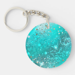 Mint Turquoise Foil Background Key Ring