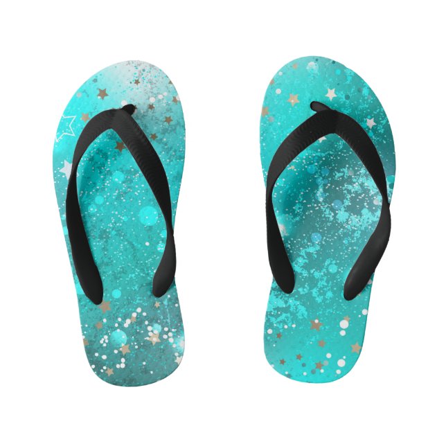 Mint Turquoise Foil Background Kid's Thongs (Footbed)