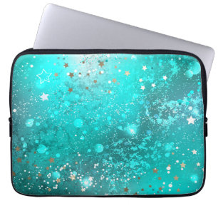 Mint Turquoise Foil Background Laptop Sleeve