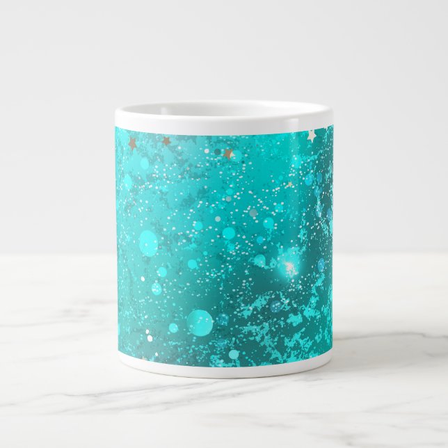 Mint Turquoise Foil Background Large Coffee Mug (Front)