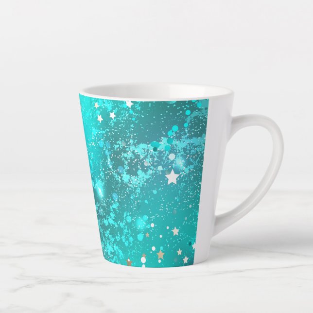 Mint Turquoise Foil Background Latte Mug (Right)