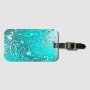 Mint Turquoise Foil Background Luggage Tag