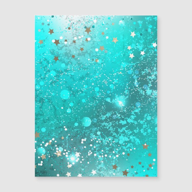 Mint Turquoise Foil Background Magnetic Invitation (Front)