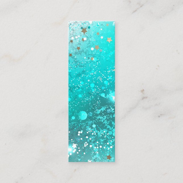 Mint Turquoise Foil Background Mini Business Card (Front)