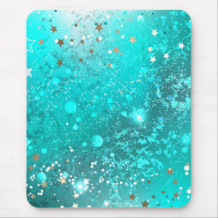 Mint Turquoise Foil Background Mouse Pad