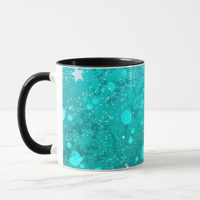 Mint Turquoise Foil Background Mug (Left)