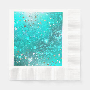 Mint Turquoise Foil Background Napkin