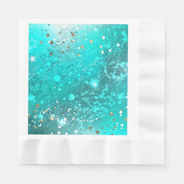 Mint Turquoise Foil Background Napkin (Front)
