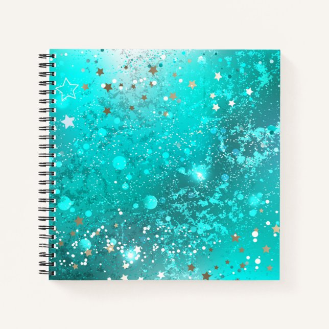 Mint Turquoise Foil Background Notebook (Front)