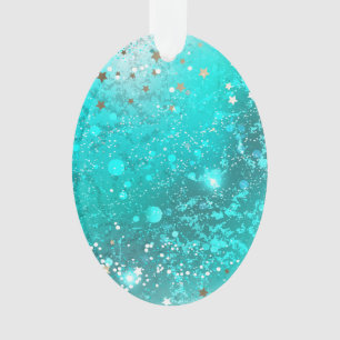 Mint Turquoise Foil Background Ornament