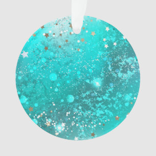 Mint Turquoise Foil Background Ornament