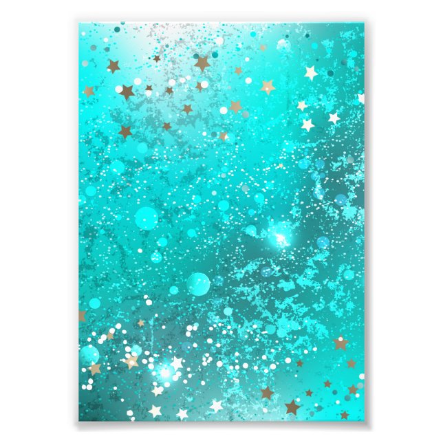 Mint Turquoise Foil Background Photo Print (Front)