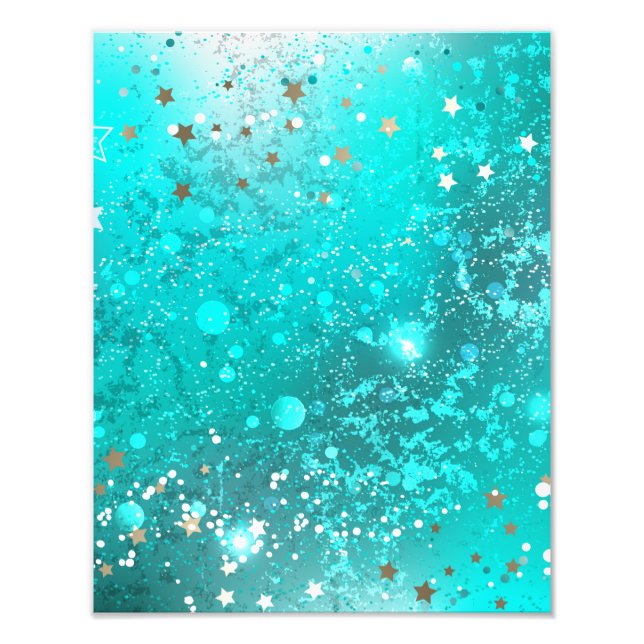Mint Turquoise Foil Background Photo Print (Front)