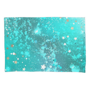 Mint Turquoise Foil Background Pillowcase