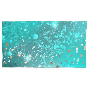 Mint Turquoise Foil Background Pillowcase