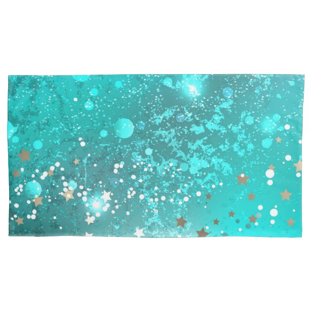 Mint Turquoise Foil Background Pillowcase (Front-Left)