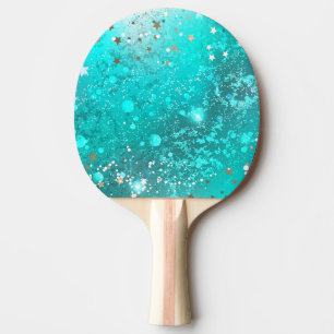 Mint Turquoise Foil Background Ping Pong Paddle
