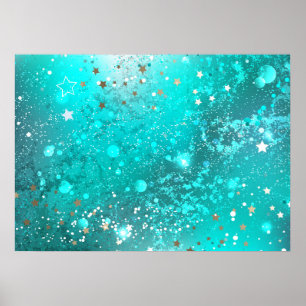 Mint Turquoise Foil Background Poster