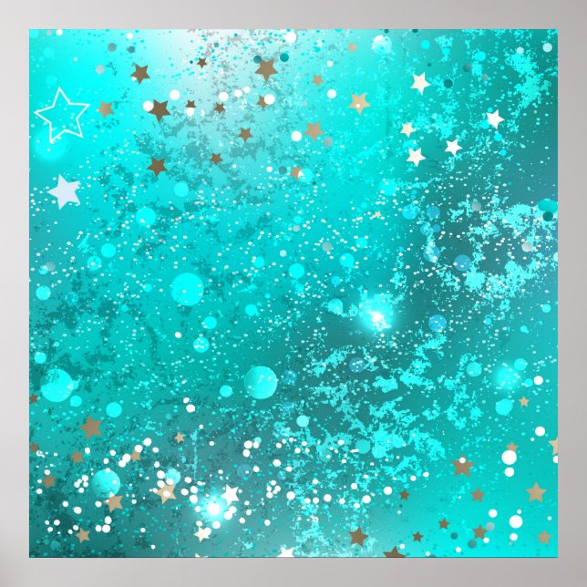 Mint Turquoise Foil Background Poster (Front)